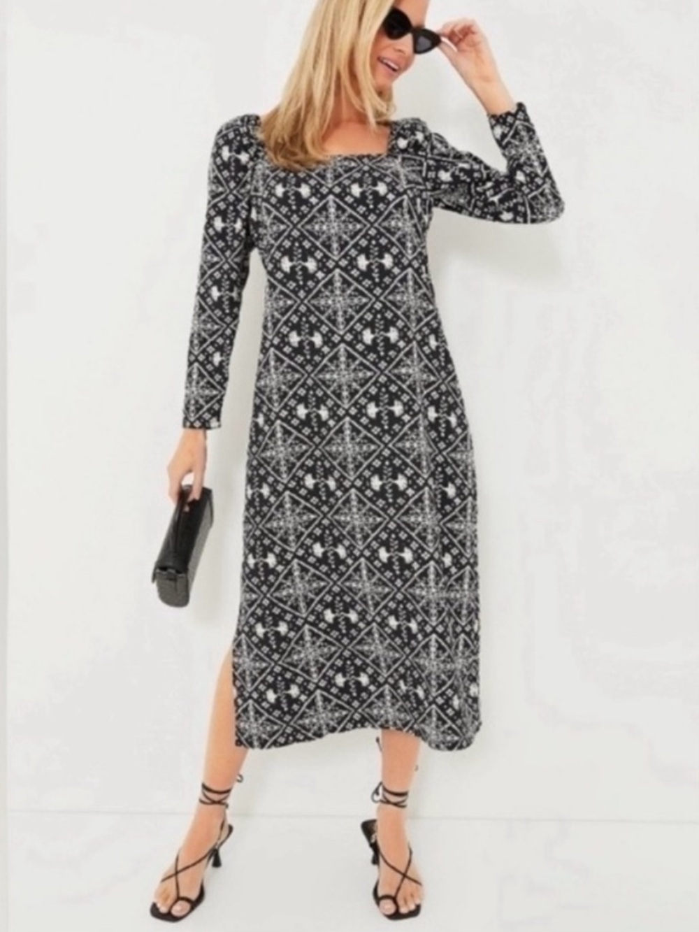 Tuckernuck Hyacinth House Sabrina Midi Dress Small Black White